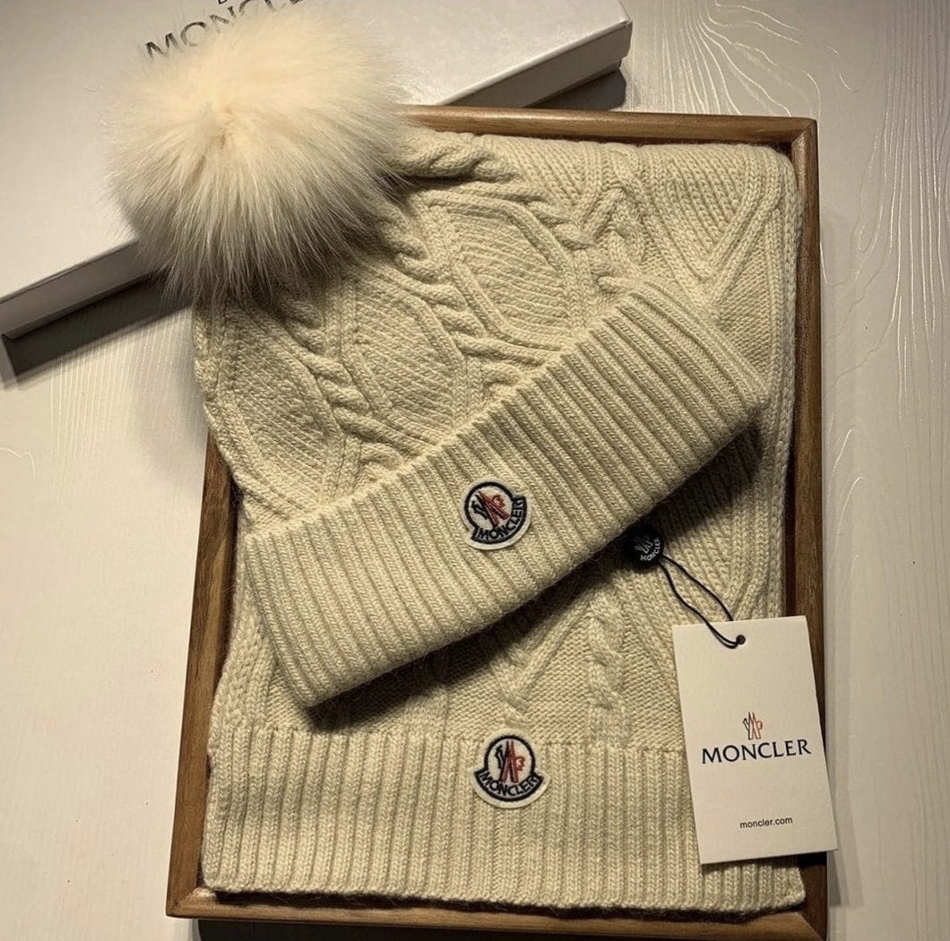 Hat and Scarf Set - Cream